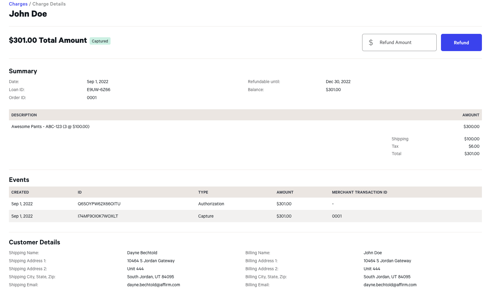 Understanding the Merchant Portal Charges Affirm US (English)